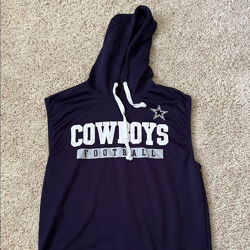 Cowboys Football Sleeveless Hoodie - Navy